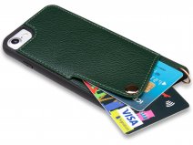 CaseMania Crossbody Card Case met Koord - iPhone SE/8/7 Hoesje Donkergroen