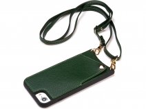 CaseMania Crossbody Card Case met Koord - iPhone SE/8/7 Hoesje Donkergroen