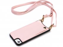 CaseMania Crossbody Card Case met Koord - iPhone SE/8/7 Hoesje Roze