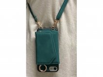 CaseMania Koord Case MagSafe Wallet Spiegel Groen - iPhone SE/8/7 Hoesje