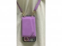 CaseMania Koord Case MagSafe Wallet Spiegel Lila - iPhone SE/8/7 Hoesje