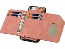 CaseMania Koord Case MagSafe Wallet Spiegel Roze - iPhone SE/8/7 Hoesje