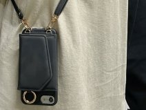 CaseMania Koord Case MagSafe Wallet Spiegel Zwart - iPhone SE/8/7 Hoesje