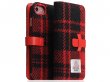 SLG Design D5 Harris Tweed Bookcase Zwart/Rood - iPhone SE / 8 / 7 hoesje
