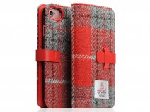 SLG Design D5 Harris Tweed Bookcase Grijs/Rood - iPhone SE / 8 / 7 hoesje