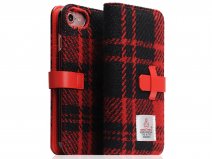 SLG Design D5 Harris Tweed Bookcase Zwart/Rood - iPhone SE / 8 / 7 hoesje