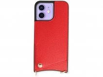 CaseMania Crossbody Card Case met Koord - iPhone 11 Hoesje Rood