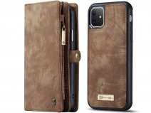 CaseMe 2in1 Wallet Ritsvak Case Bruin - iPhone 11 Hoesje