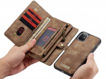 CaseMe 2in1 Wallet Ritsvak Case Bruin - iPhone 11 Hoesje