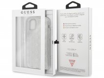 Guess 4G Monogram Glitter TPU Case Zilver - iPhone 11/XR hoesje