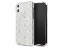 Guess 4G Monogram Glitter TPU Case Zilver - iPhone 11/XR hoesje