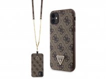 Guess 4G Monogram Necklace Case Bruin - iPhone 11/XR hoesje