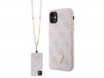 Guess 4G Monogram Necklace Case Roze - iPhone 11/XR hoesje