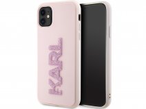 Karl Lagerfeld 3D Glitter Logo Case Roze - iPhone 11/XR hoesje