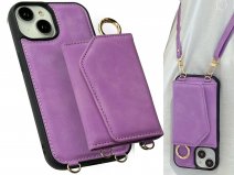CaseMania 2in1 Koord Case met MagSafe Spiegel Wallet Paars - iPhone 11 Hoesje