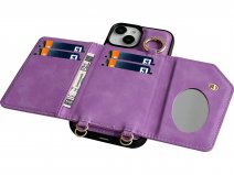 CaseMania 2in1 Koord Case met MagSafe Spiegel Wallet Paars - iPhone 11 Hoesje
