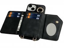 CaseMania 2in1 Koord Case met MagSafe Spiegel Wallet Zwart - iPhone 11 Hoesje