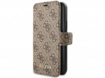 Guess Monogram Bookcase Bruin - iPhone 11 Pro hoesje