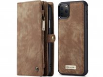 CaseMe 2in1 Wallet Ritsvak Case Bruin - iPhone 11 Pro Max Hoesje