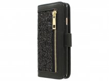Black Sparkle Bookcase - iPhone SE / 8 / 7 hoesje