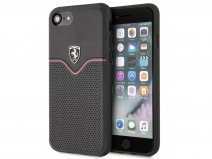 Ferrari Perforated Leather Case Zwart - iPhone SE / 8 / 7 / 6(s) hoesje