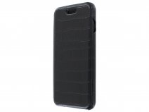 Graffi Oyster Folio Croco Zwart Leer - iPhone 8+/7+/6+ hoesje