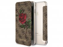 Guess Monogram Rose Book Bruin - iPhone 8+/7+/6+ hoesje