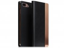 SLG Design D5 CSL Metal Zwart - Leren iPhone 8 Plus/7 Plus hoesje