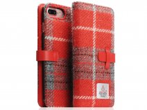 SLG Design D5 Harris Tweed Bookcase Rood/Grijs - iPhone 8+/7+ hoesje