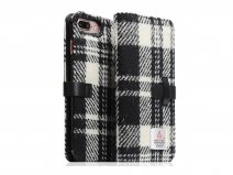 SLG Design D5 Harris Tweed Bookcase Wit/Zwart - iPhone 8+/7+ hoesje