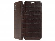 Graffi Oyster Croco Bruin Leer - iPhone X/Xs hoesje