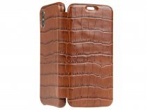 Graffi Oyster Croco Cognac Leer - iPhone X/Xs hoesje
