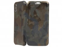 Graffi Oyster Case Camouflage Leer - iPhone X/Xs hoesje