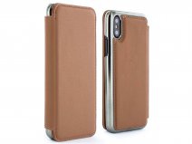 Greenwich Horo Folio Saddle/Gunmetal - Leren iPhone X/Xs hoesje