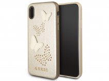 Guess Butterfly Studs Soft Case Goud - iPhone X/Xs hoesje