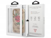 Guess Monogram Rose Soft Case Bruin - iPhone X/Xs hoesje