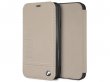 BMW Logo Leather Folio Beige Leer - iPhone XR hoesje