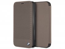 BMW Perforated Folio Bruin Leer - iPhone XR hoesje