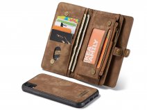 CaseMe 2in1 Wallet Ritsvak Case Bruin - iPhone XR Hoesje