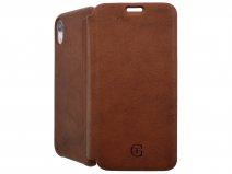Graffi Oyster Folio Bruin Leer - iPhone XR hoesje