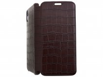 Graffi Oyster Croco Bruin Leer - iPhone XR hoesje