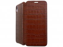Graffi Oyster Croco Cognac Leer - iPhone XR hoesje