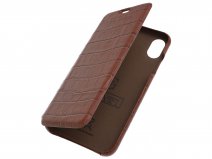 Graffi Oyster Croco Cognac Leer - iPhone XR hoesje