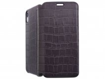Graffi Oyster Croco Grijs Leer - iPhone XR hoesje