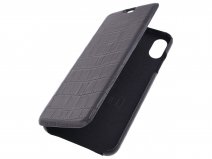 Graffi Oyster Croco Grijs Leer - iPhone XR hoesje