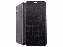 Graffi Oyster Croco Zwart Leer - iPhone XR hoesje