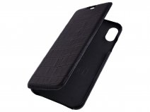 Graffi Oyster Croco Zwart Leer - iPhone XR hoesje