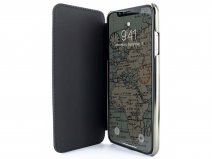 Greenwich Horo Folio Beluga/Gunmetal - Leren iPhone XR hoesje