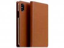 SLG Design D5 Italian Leather Folio Tan - Leren iPhone X/Xs hoesje