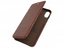 Graffi Oyster Croco Cognac Leer - iPhone Xs Max hoesje